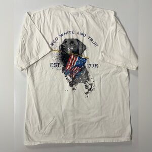 Crazy Shirts Hawaii T-Shirt Short Sleeve USA Dog Red White True Patriotic L